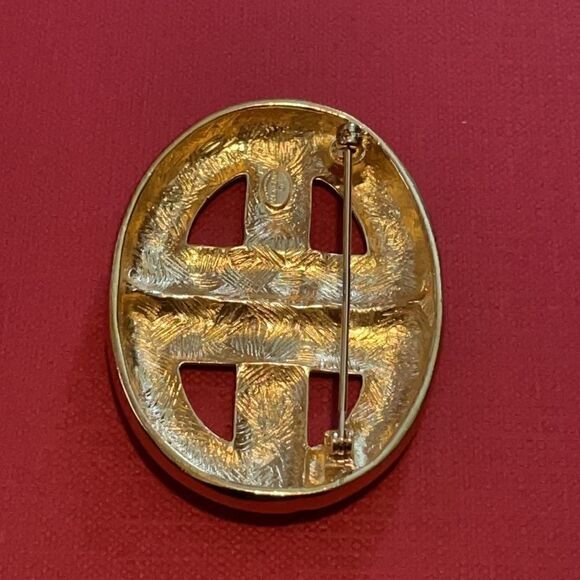 Vintage 80’s signed Gold GIVENCHY DOUBLE G LOGO BROOCH-PIN - Picture 5 of 6